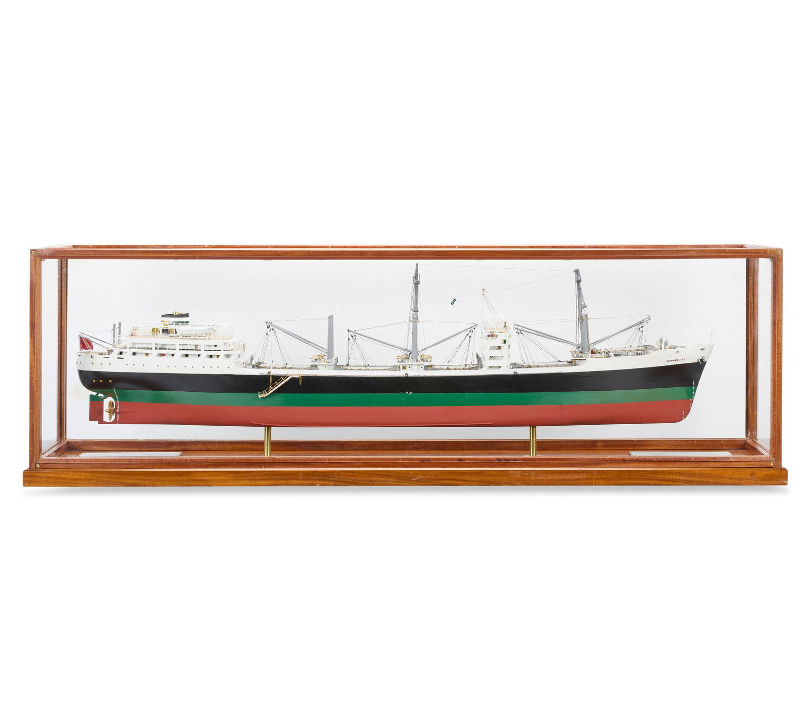 A 1:100 scale shipbuilder's model of the cargo ship Wavecrest French, circa 1956,: A 1:100 scale shipbuilder's model of the cargo ship Wavecrest French, circa 1956, model by Jacques Robinet, built by Forges & Chantiers de la Mediterranee a la Seyne for Newcreast Shipping Co Ltd Nass