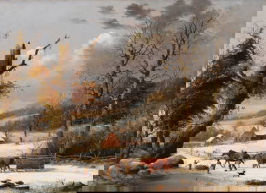 George Henry Durrie (1820-1863) Gathering Wood for Winter 26 1/8 x 36 1/4 in. (66.4 x 92.1 cm.) ... (1 of 2)