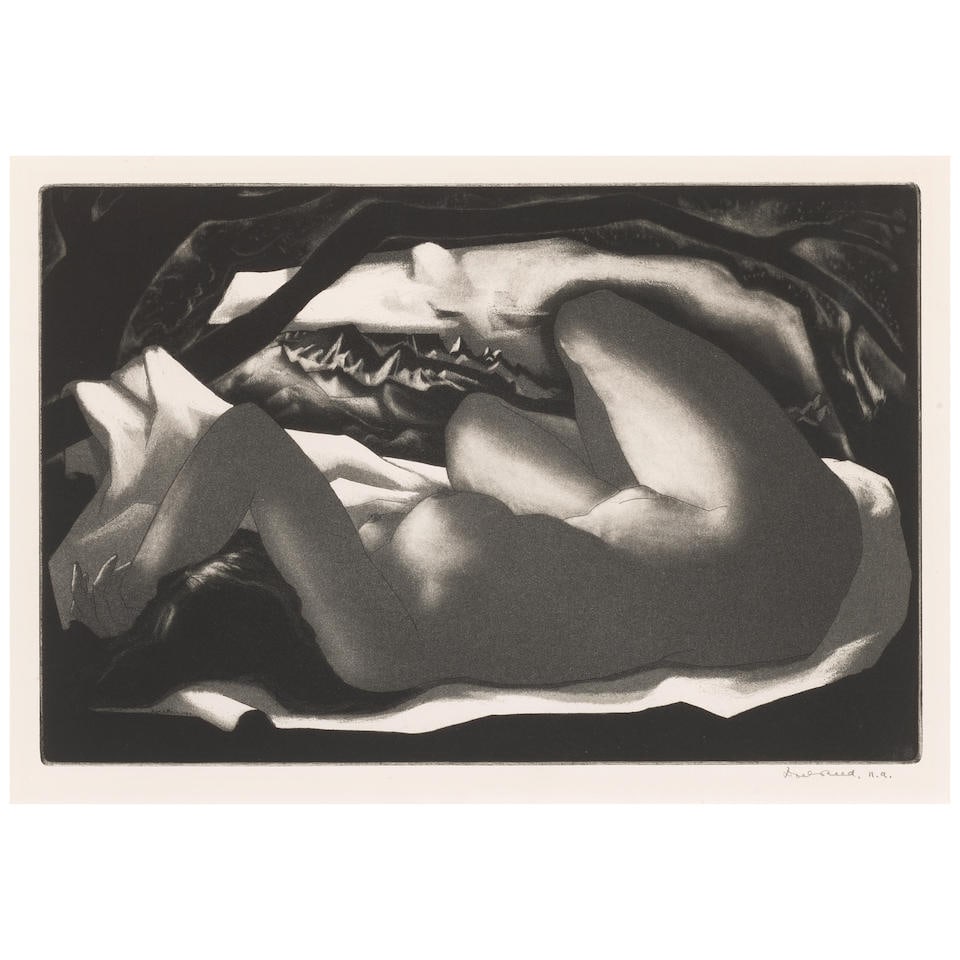 Doel Reed (1894-1985); Figure with Landscape;: Doel Reed (1894-1985) Figure with Landscape (Cohen/Rogers 80), 1953 Etching and aquatint on wove paper, signed in pencil and annotated 'n.a.', from the edition of 100, published by the Society of the