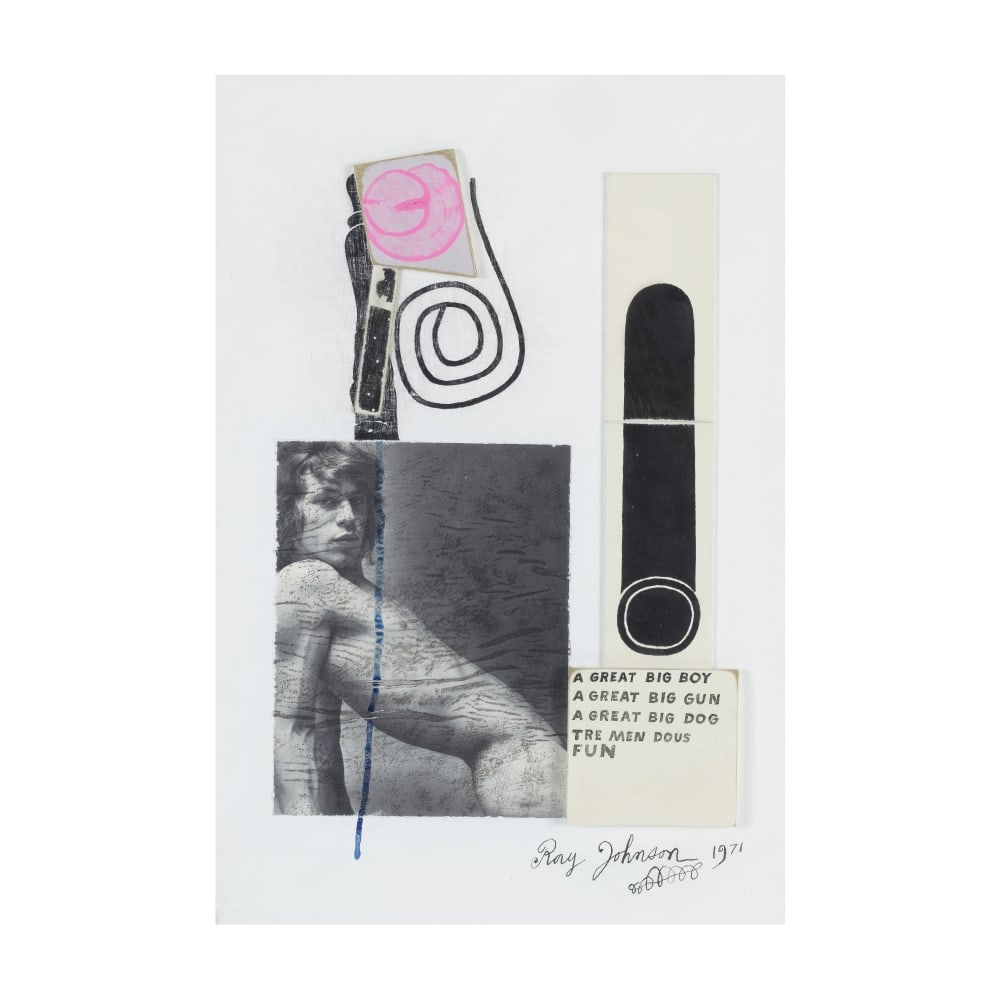 RAY JOHNSON (1927-1995) A great big boy: RAY JOHNSON (1927-1995) A great big boy signé et daté 'Ray Johnson 1971' (en bas à droite) acrylique, gouache et collage sur panneau Exécuté en 1971 signed and dated 'Ray John