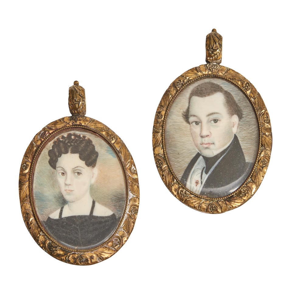 Pair of Portrait Miniatures: Seth and Abigail Murray of Braintree, Massachusetts attributed to A... (1 of 2)