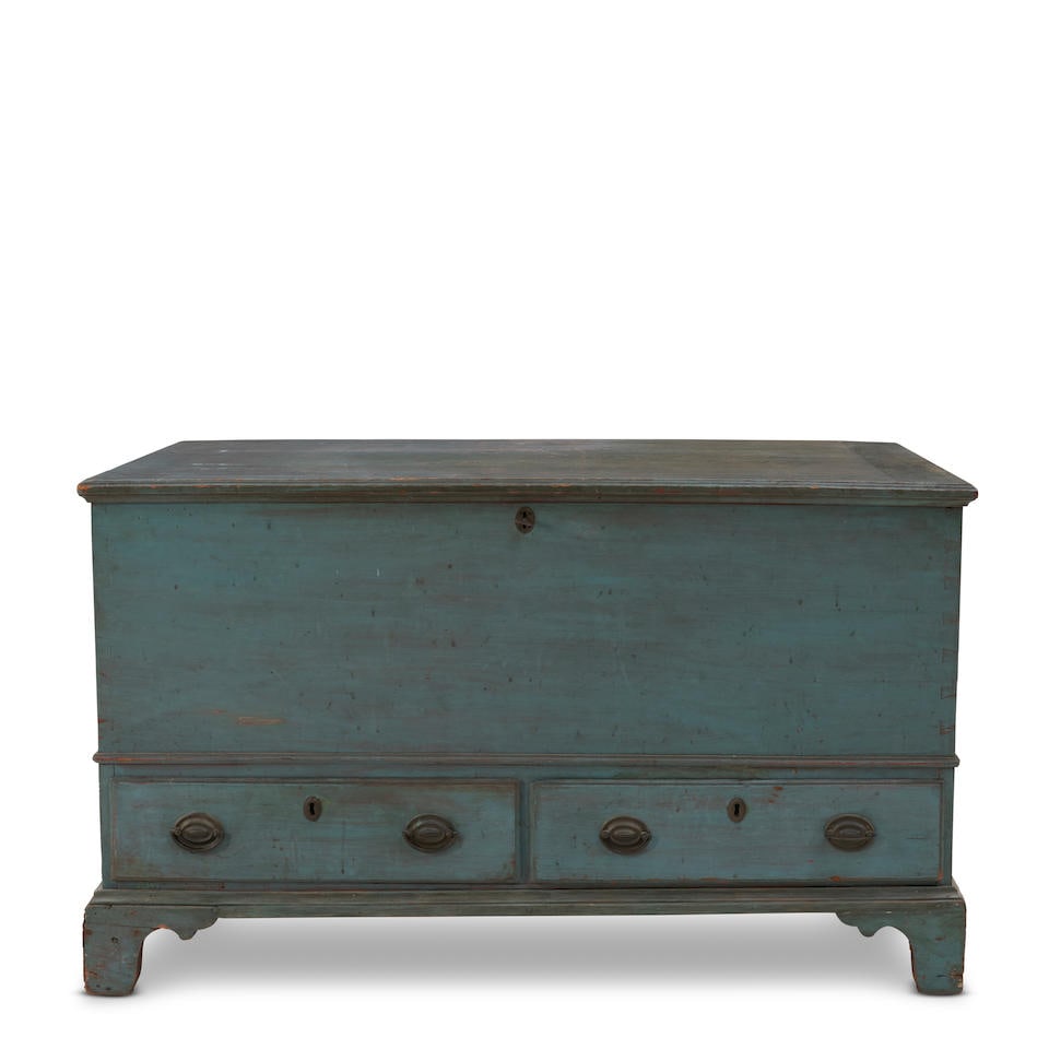 Painted Maple, White Pine, and Poplar Blanket Chest with Two Drawers Pennsylvania, c. 1800