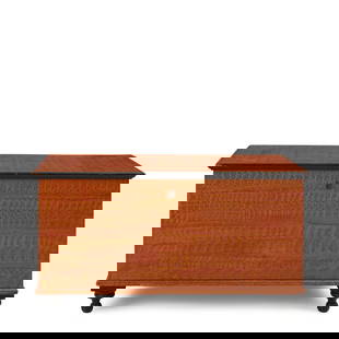 Painted Pine Blanket Chest Manheim, Pennsylvania, c. 1835: Painted Pine Blanket Chest Manheim, Pennsylvania, c. 1835 Two-board top opens on square hinges over a dovetailed well containing lidded till, raised on ball feet, extraordinary unrestored paint decora