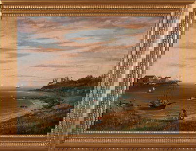 Attributed to Charles Codman (American, 1800-1842) Smith Cove, Cape Ann, Gloucester: Attributed to Charles Codman (American, 1800-1842) Smith Cove, Cape Ann, Gloucester unsigned; a note tacked to reverse inscribed 'Smiths Cove Cape Ann / C.A. Codman / 1832' oil on canvas, relined over