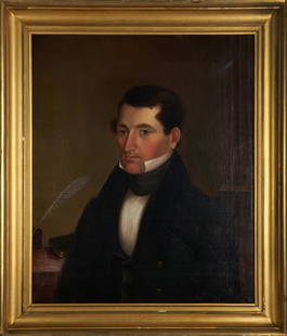 American School (19th century) Portrait of a Man: American School (19th century) Portrait of a Man unsigned oil on canvas, in gilt period frame 30 x 25 in. framed 35 5/8 x 30 5/8 in. For further information on this lot please visit Bonhams.com For fu