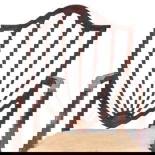 Federal  String-inlaid Mahogany  Shield-back Armchair  possibly Jacob Forester (fl. 1786-1838), ...: Federal String-inlaid Mahogany Shield-back Armchair possibly Jacob Forester (fl. 1786-1838), Charlestown, Massachusetts, c. 1795 The broad shield-form back outlined continuously with contrasting blond