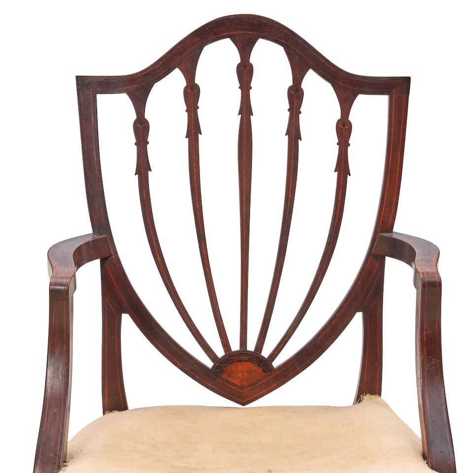 Federal String-inlaid Mahogany Shield-back Armchair possibly Jacob Forester (fl. 1786-1838), ...
