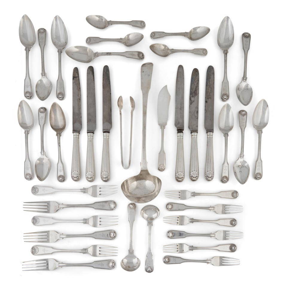 Collection of Chinese Export Silver Flatware retailed by Khe Cheong, Canton, China, mid-19th cen...