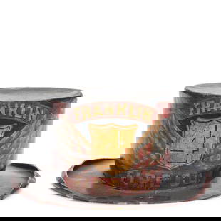 Patriotic Painted Fireman's Parade Hat  probably Pennsylvania, second half of the 19th century: Patriotic Painted Fireman's Parade Hat probably Pennsylvania, second half of the 19th century the pressed felt hat painted with 'Franklin / Fire Co.' on the front, and 'Haste to the Rescue' on the rev