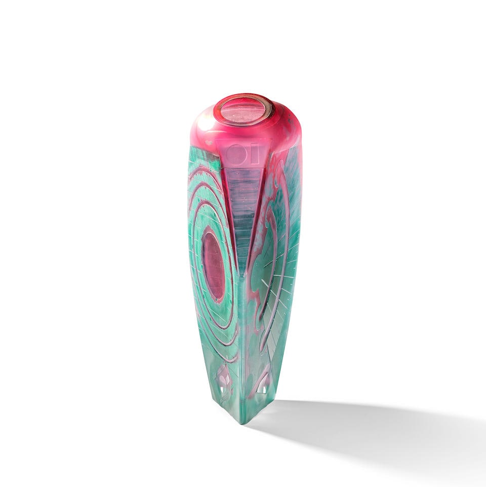 Christopher Williams 'Green/Pink Melon', 1992: Christopher Williams 'Green/Pink Melon', 1992 Blown, etched and sandblasted glass. 40 x 20.2 x 14.3 cm Underside etched Christopher Williams 2595 and Glasshouse 1992. Footnotes: Provenance The Glassho