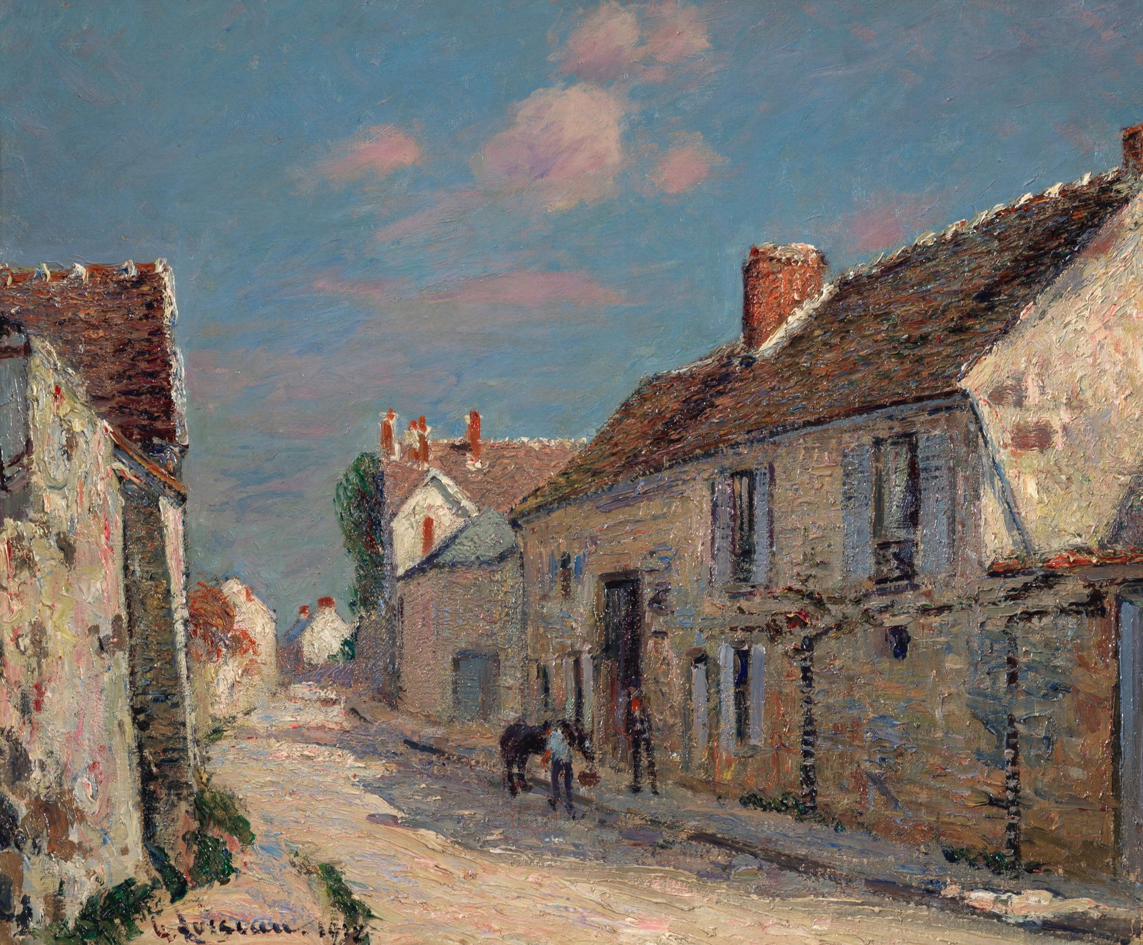GUSTAVE LOISEAU (1865-1935) Rue à Ennery, Seine et Oise 18 3/8 x 21 3/4 in (46.5 x 55.2 cm)...: GUSTAVE LOISEAU (1865-1935) Rue à Ennery, Seine et Oise signed and dated 'G. Loiseau. 1912' (lower left); dated again and inscribed 'Ennery' (on the reverse) oil on canvas 18 3/8 x 21 3/4 in (46.