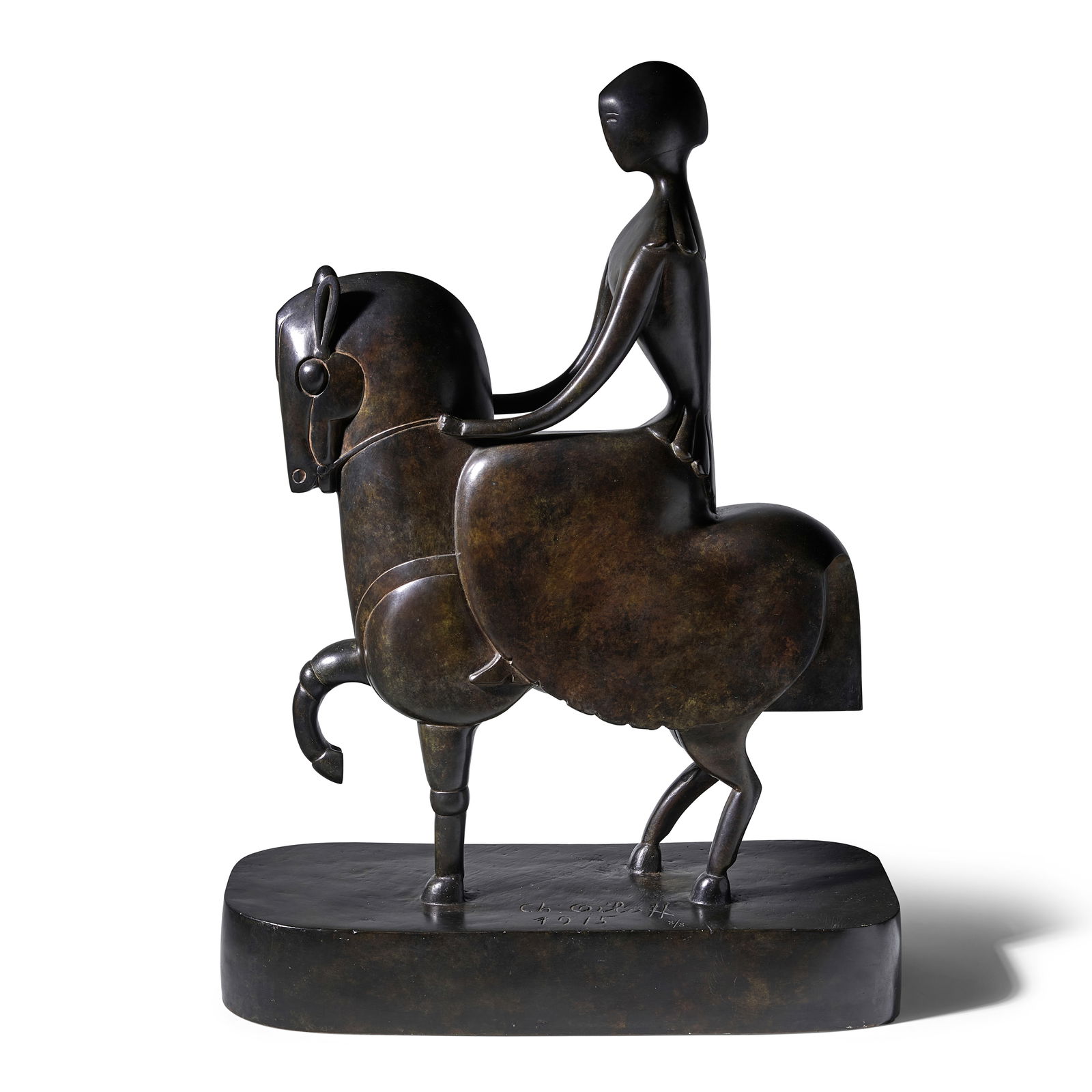 CHANA ORLOFF (1888-1968) Amazone 28 3/4 in (73 cm) (height) (Conceived circa 1915. This version ...: CHANA ORLOFF (1888-1968) Amazone signed, dated and numbered 'Ch. Orloff 1915 8/8' (to the top center of the base) and inscribed with the foundry mark 'Suisse Fondeur, Paris' (to the back of the base)