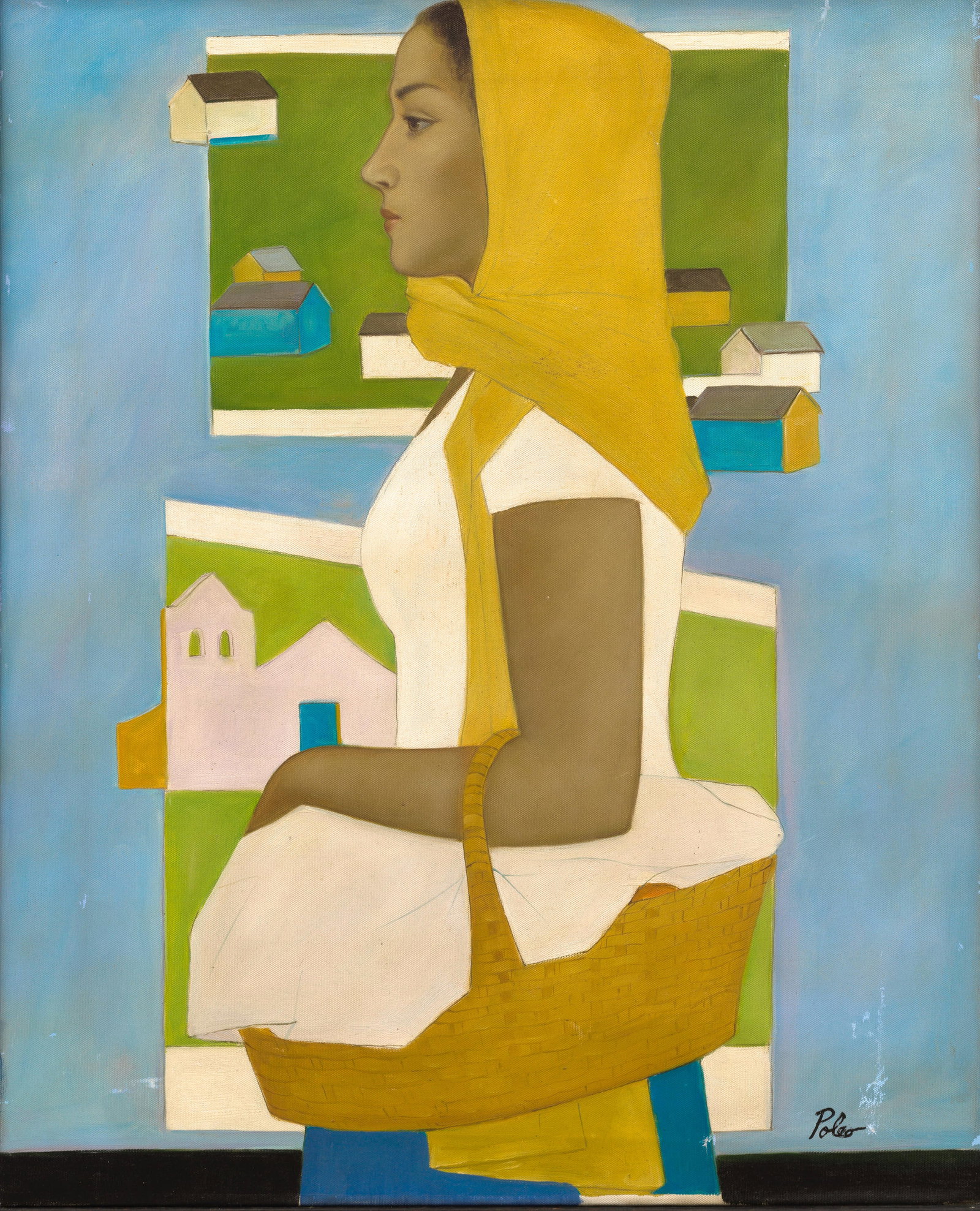 HÉCTOR POLEO (1918-1989) Mujer campesina 25 1/4 x 20 9/16 in (64.2 x 52.2 cm) (Painted in 1...: HÉCTOR POLEO (1918-1989) Mujer campesina signed 'Poleo' (lower right) oil on canvas 25 1/4 x 20 9/16 in (64.2 x 52.2 cm) Painted in 1956 Footnotes: The authenticity of this work has been confirme