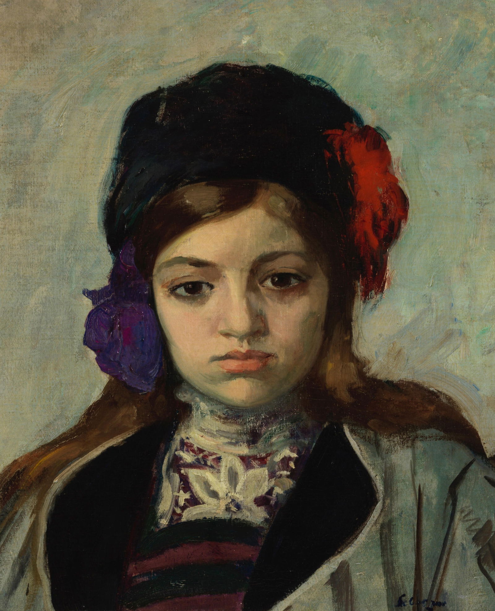 HENRI LEBASQUE (1865-1937) L'Enfant au turban (Portrait de Nono) 18 x 15 in (45.7 x 38.1 cm) (Pa...: HENRI LEBASQUE (1865-1937) L'Enfant au turban (Portrait de Nono) stamped with the artist's signature (lower right) oil on canvas 18 x 15 in (45.7 x 38.1 cm) Painted circa 1908 Footnotes: Pro