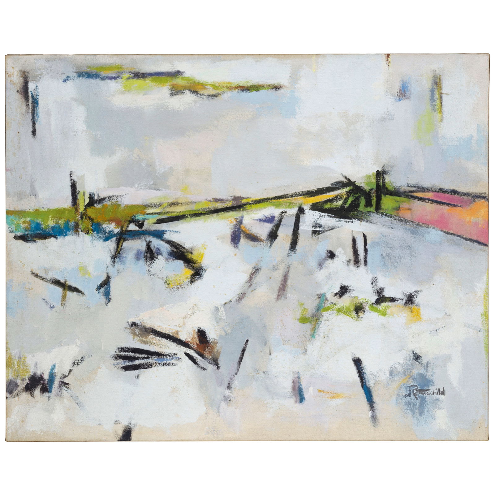 JUDITH ROTHSCHILD (1921-1993) Winter Marsh 24 1/8 x 30 in (61.3 x 76.2 cm) (Painted in 1964): JUDITH ROTHSCHILD (1921-1993) Winter Marsh signed 'Rothschild' (lower left and on the reverse) oil on canvas 24 1/8 x 30 in (61.3 x 76.2 cm) Painted in 1964 Footnotes: This work is registered with