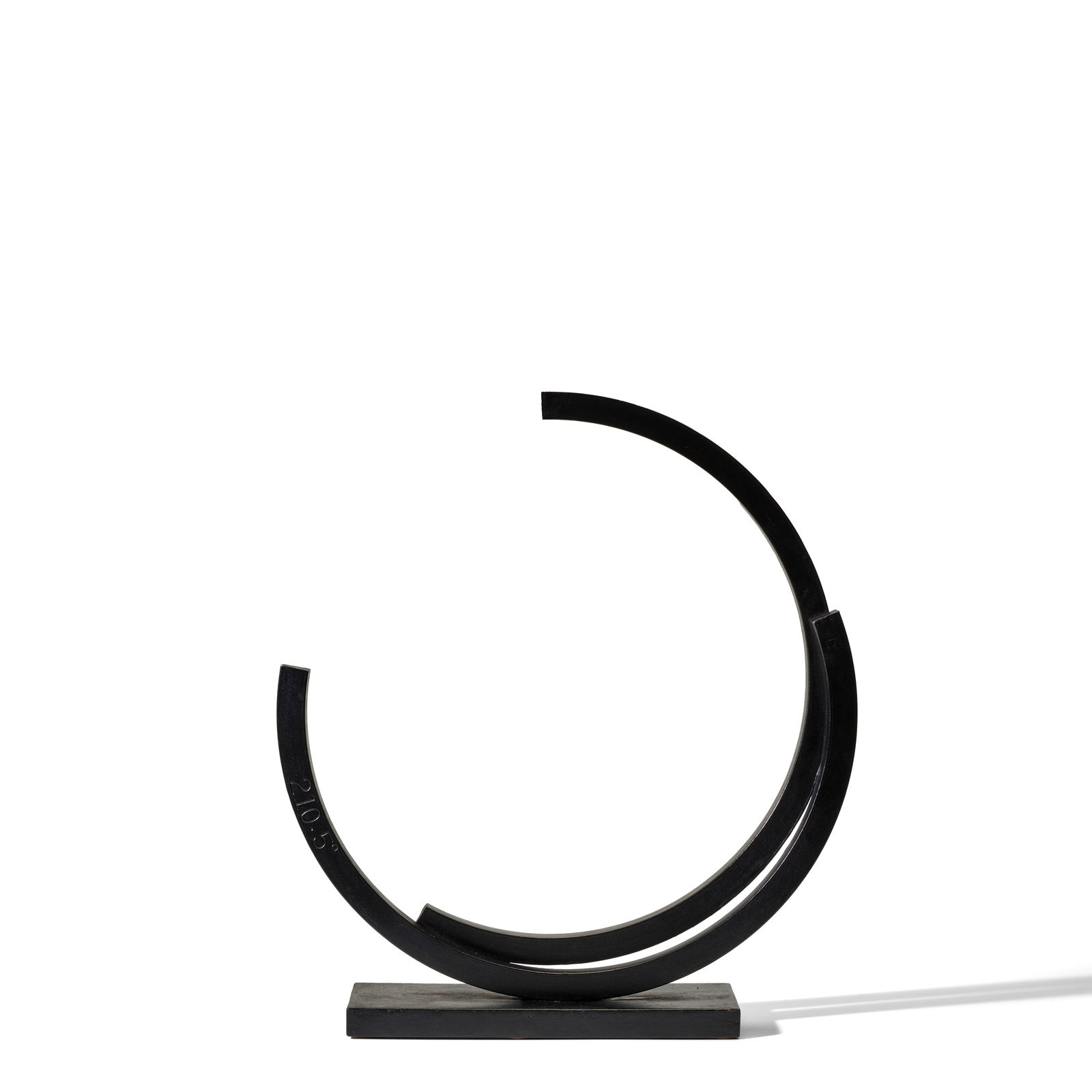 BERNAR VENET (B. 1941) Two Arcs of 210.5° 17 1/2 x 16 x 4 in (44.5 x 40.6 x 10.6 cm) (Execu...: BERNAR VENET (B. 1941) Two Arcs of 210.5° incised twice '210.5°' (on each side) rolled steel with patina 17 1/2 x 16 x 4 in (44.5 x 40.6 x 10.6 cm) Executed in 1987 Footnotes: This work is r