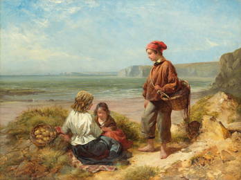 James John Hill (British, 1811-1882) Children in the dunes by the seashore