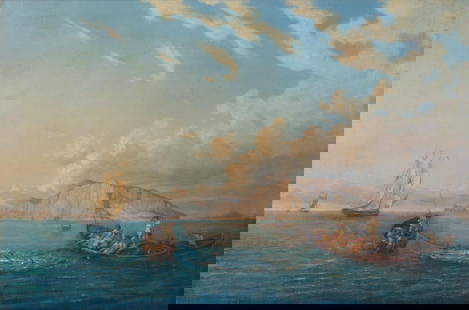 Friedrich Thoming (Danish, 1802-1873) Tuna fisherman off Capri: Friedrich Thoming (Danish, 1802-1873) Tuna fisherman off Capri signed and dated 'F. THOMING 1851' (lower left) oil on canvas 68 x 102cm (26 3/4 x 40 3/16in). For further information on this lot please