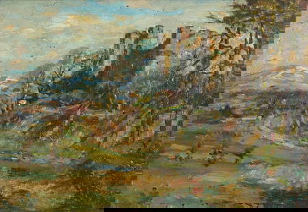 Frederick William Jackson (British, 1859-1918) Ludlow Castle: Frederick William Jackson (British, 1859-1918) Ludlow Castle oil on board 18 x 28cm (7 1/16 x 11in). For further information on this lot please visit Bonhams.com For further information about this lot