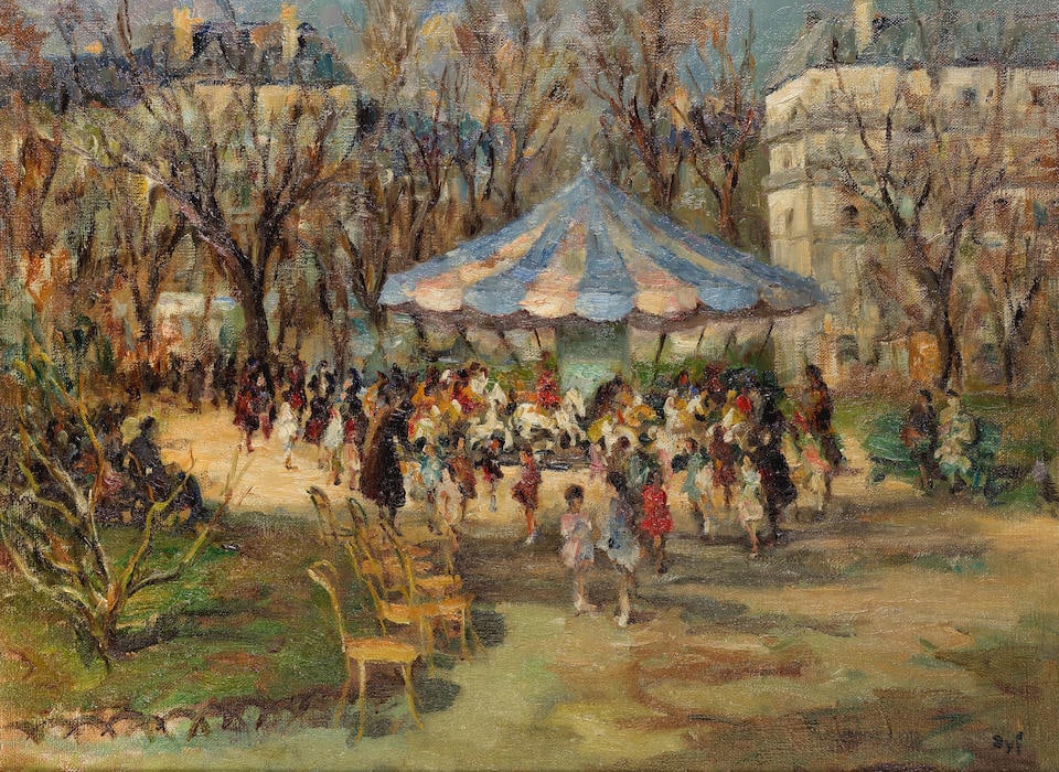 Marcel Dyf (French, 1899-1985) Jardin des Champs-Élysées: Marcel Dyf (French, 1899-1985) Jardin des Champs-Élysées signed 'Dyf' (lower right) oil on canvas 73 x 100cm (28 3/4 x 39 3/8in). Footnotes: The authenticity of this work has been confirmed