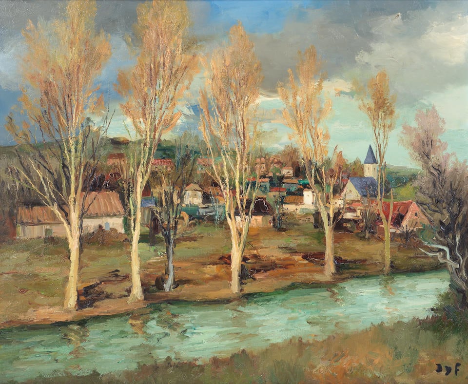 Marcel Dyf (French, 1899-1985) La Mauldre à Neauphle-le-Château: Marcel Dyf (French, 1899-1985) La Mauldre à Neauphle-le-Château signed 'Dyf' (lower right) oil on canvas 60 x 73cm (23 5/8 x 28 3/4in). Footnotes: Provenance With Frost and Reed, London, no.
