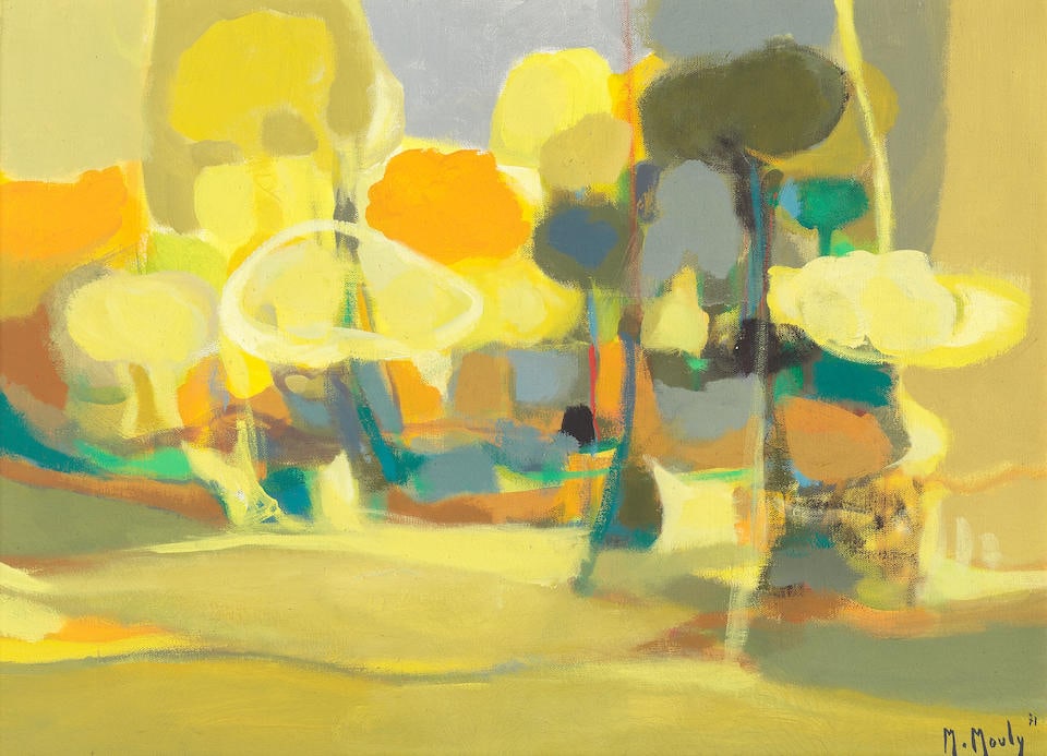 Marcel Mouly (French, 1918-2008) Saint Stephen Green, Dublin: Marcel Mouly (French, 1918-2008) Saint Stephen Green, Dublin signed and dated 'M.Mouly 71' (lower right); further signed, inscribed and dated 'M.Mouly/Saint Stephen Green (DUBLIN)/PARIS 1971' (on the