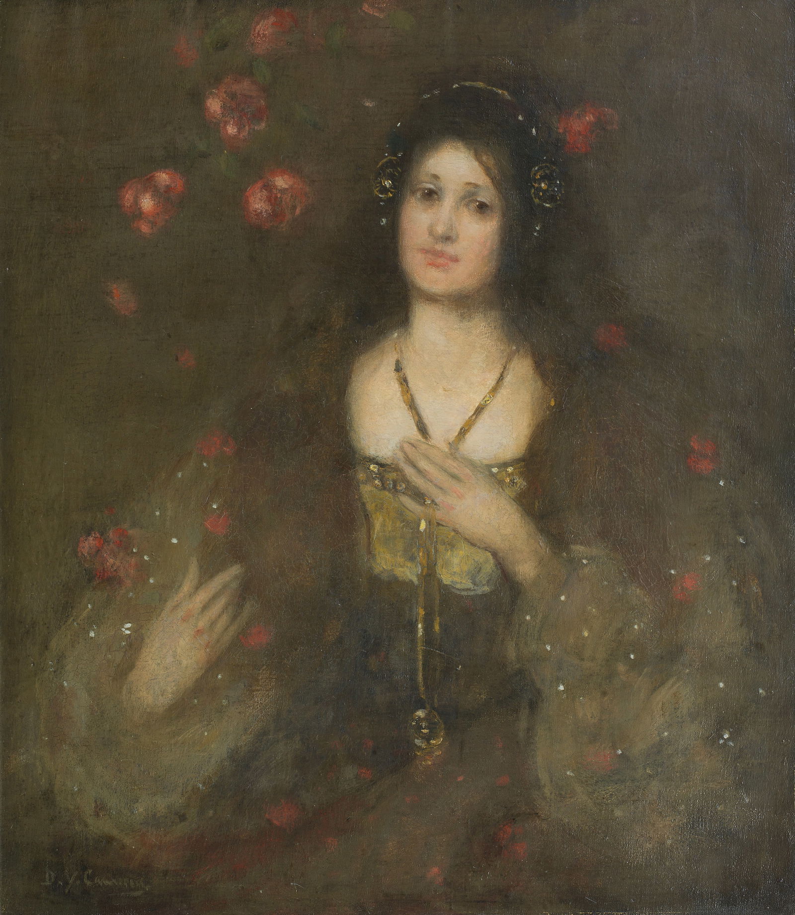 Sir David Young Cameron RA RSA RWS RSW RE (British, 1865-1945) The Gold Chain: Sir David Young Cameron RA RSA RWS RSW RE (British, 1865-1945) The Gold Chain signed 'D.Y.Cameron' (lower left) oil on canvas 81.5 x 72cm (32 1/16 x 28 3/8in). Footnotes: Provenance