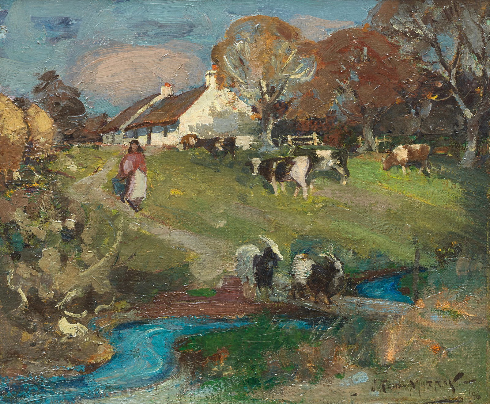 John Reid Murray (British, 1861-1906) An Ayrshire landscape: John Reid Murray (British, 1861-1906) An Ayrshire landscape signed and dated 'J. REID MURRAY/'96' (lower right) oil on canvas 30.5 x 35.6cm (12 x 14in). Footnotes: Exhibited (Prob