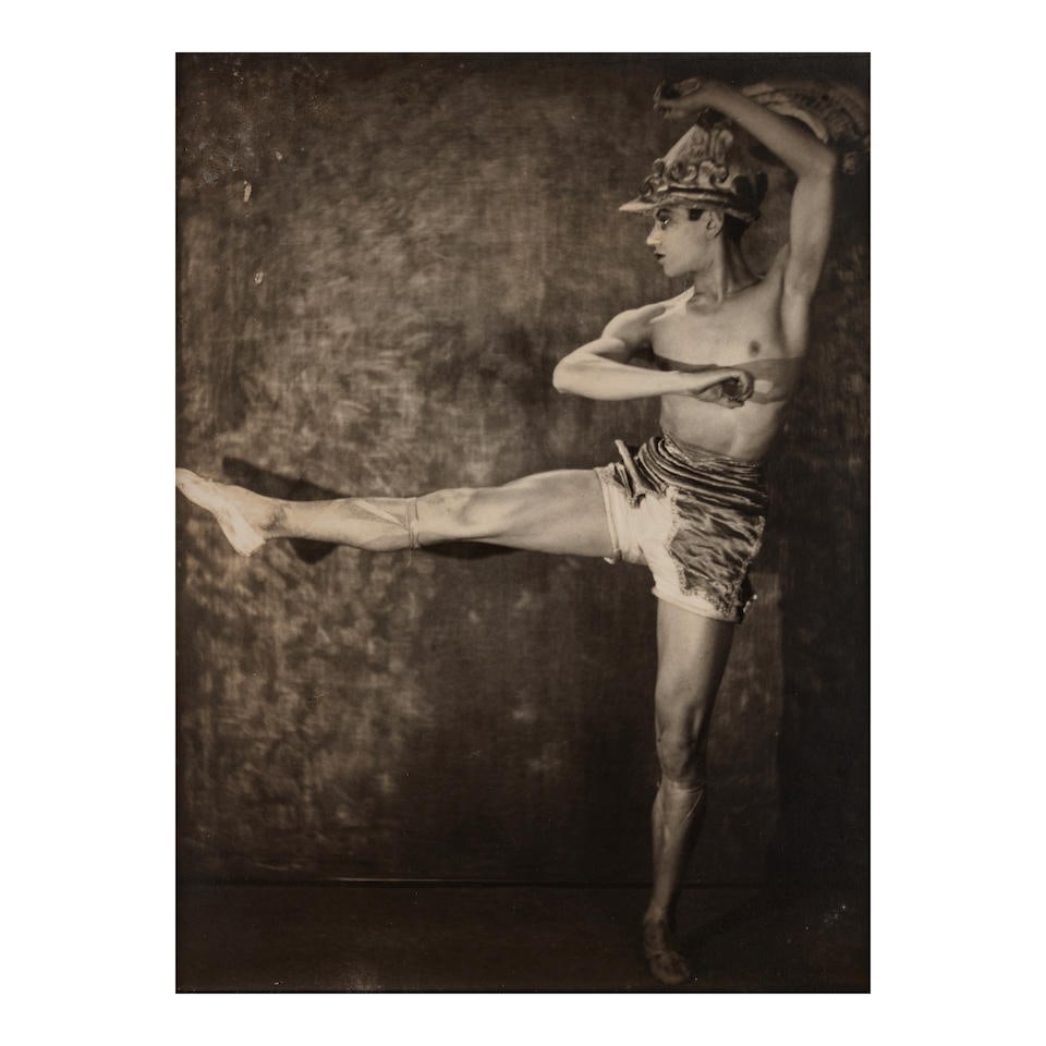 Man Ray (1890-1976); Serge Lifer as Zephyr (in 'Zephyr and Flora');: Man Ray (1890-1976) Serge Lifer as Zephyr (in 'Zephyr and Flora'), 1924 Gelatin silver print; the photographer's '31 bis, Rue/Campagne/Premiere/PARIS' studio stamp (Manford M6) and with title in ink a