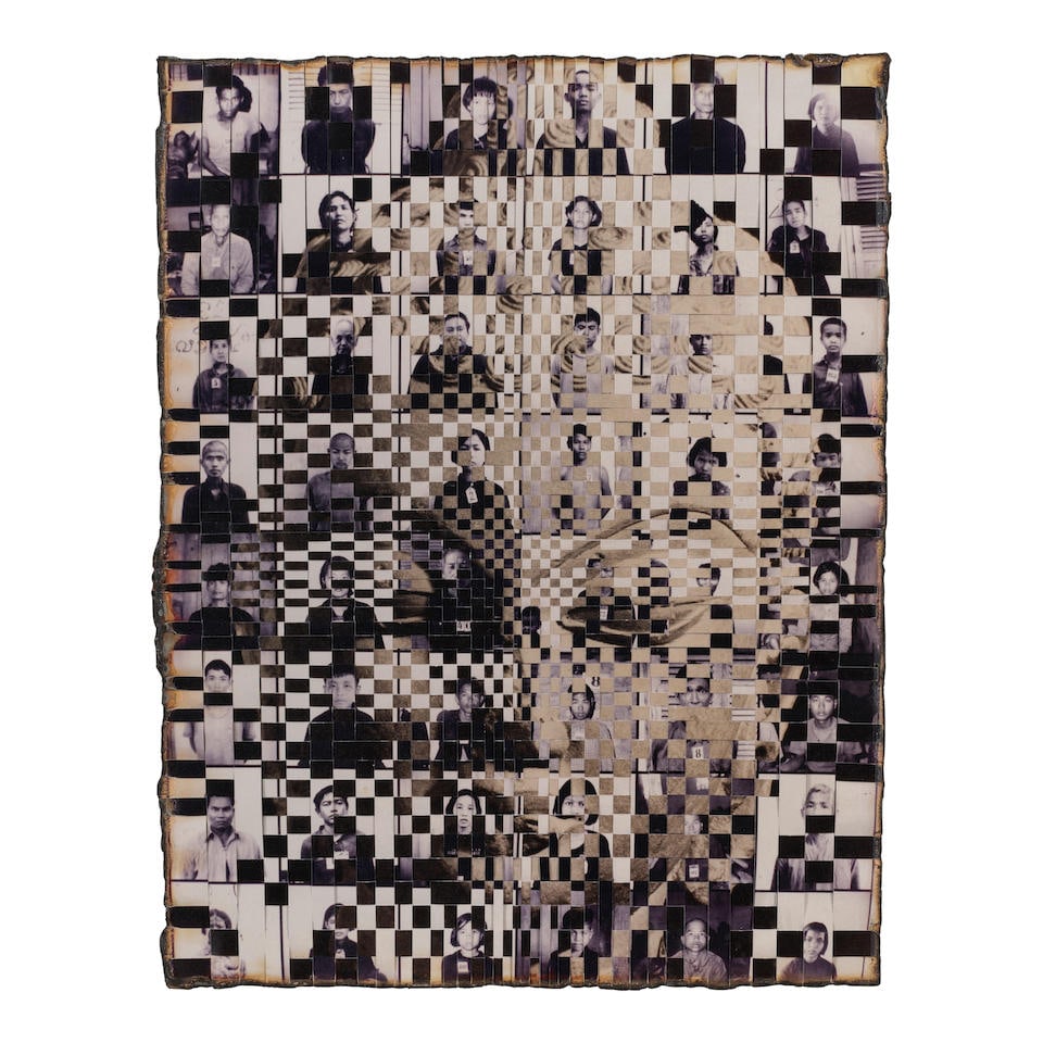 Dinh Q. Lê (1968-2024); Untitled (from 'The Quality of Mercy');: Dinh Q. Lê (1968-2024) Untitled (from 'The Quality of Mercy'), 1996 Unique work comprised of chromogenic prints, cut into strips and woven together, and linen tape, signed on the reverse, framed.