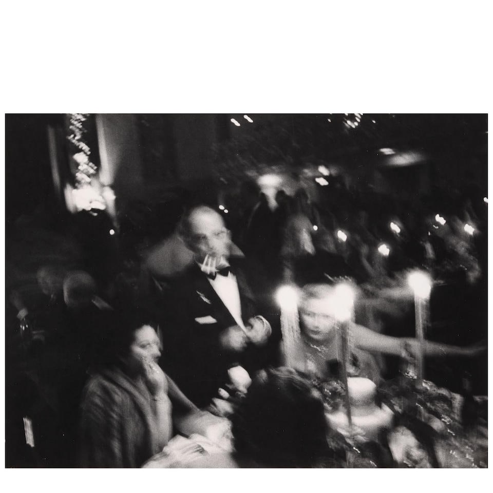 William Klein (1926-2022); 'Elsa Maxwell's Toy Ball, Waldorf, New York';: William Klein (1926-2022) 'Elsa Maxwell's Toy Ball, Waldorf, New York', 1955 Gelatin silver print, printed before 1960; signed, titled, dated, and annotated 'printed before 1960' in pencil and the pho