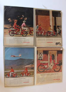 A collection of Honda Advertisements 1960's: A collection of Honda Advertisements 1960's A collection of original Honda advertisements depicting Honda 50's. Some in color some in black and white. Lot to be sold without reserve. For further