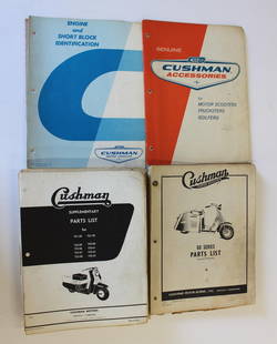 A collection of Cushman Parts Books: A collection of Cushman Parts Books Cushman parts books, both for scooters and commercial vehicles. Believed to be originals and not reprints. Lot to be sold without reserve. For further information
