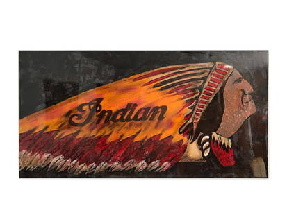 'Nipmuc' by Vasken Bedirian,: Nipmuc' by Vasken Bedirian, painting resin, copper, oil on canvas. Painter and resin artist has completed this original work for the Quail Motorcycle auction. The Monterey-based artist trained at the