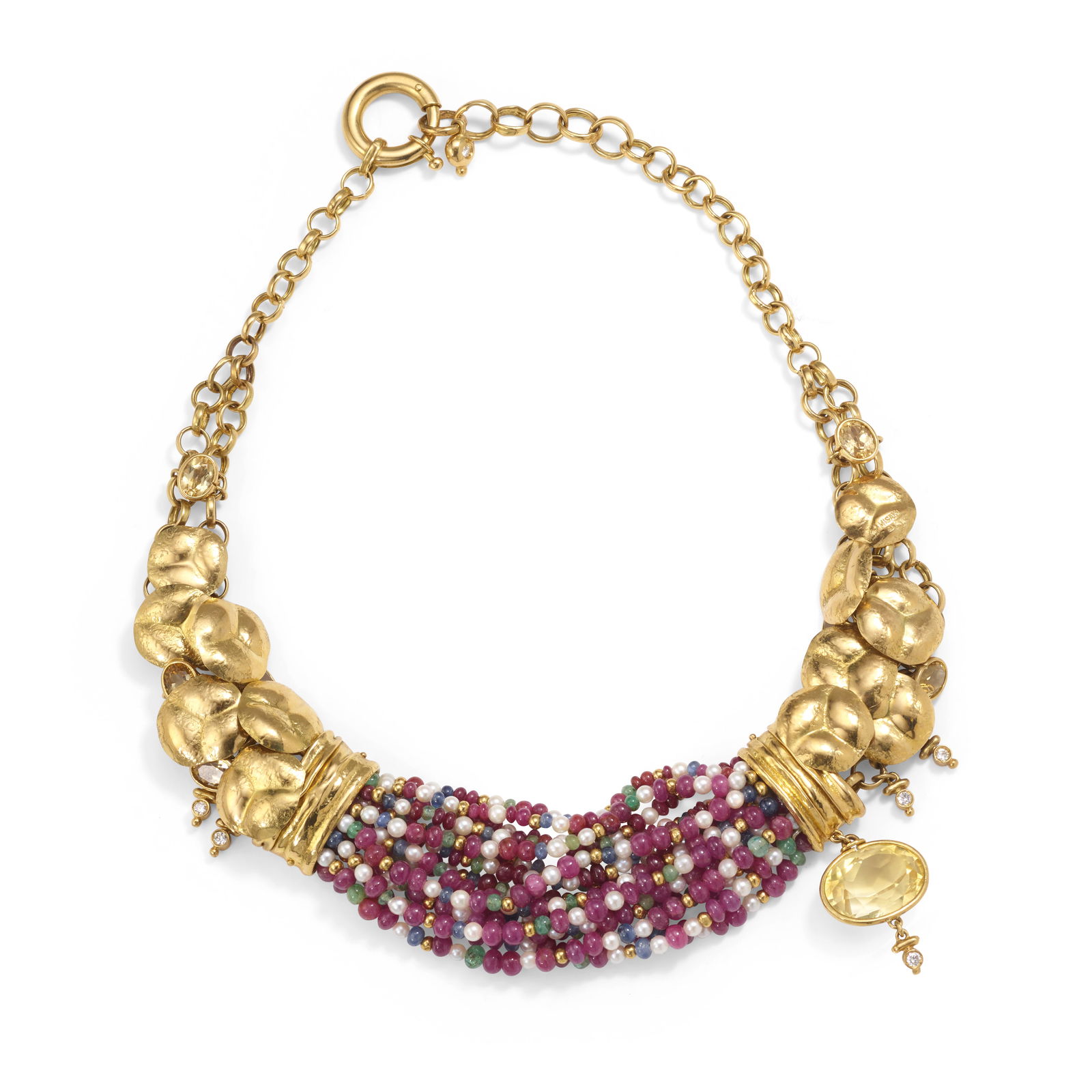 MISANI: AN 18K GOLD, CULTURED PEARL, DIAMOND AND GEMSTONE NECKLACE (1 of 3)