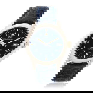 IWC. A Limited Edition platinum automatic calendar wristwatch Die Fliegeruhr Mark XII, Ref: 324...: IWC. A Limited Edition platinum automatic calendar wristwatch Model: Die Fliegeruhr Mark XII Reference: 3241, Limited Edition No.345/500 Date: Circa 1993 Movement: 36-jewel Cal.884/2 automatic Dial: B