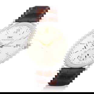 IWC. A stainless steel manual wind wristwatch with 8 day power reserve Portofino, Ref: IW510103...: IWC. A stainless steel manual wind wristwatch with 8 day power reserve Model: Portofino Reference: IW510103 Date: Purchased 17th November 2014 Movement: 30-jewel Cal.59210 manual wind, No.3823075 Dial