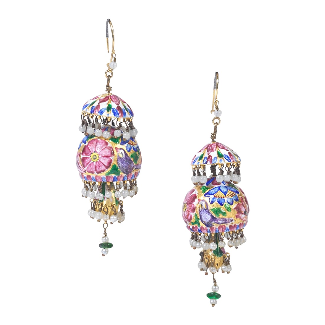 A pair of Qajar enamelled gold earrings Persia, 19th Century (2) (1 of 1)