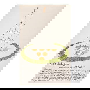 Andy Warhol (1928-1987); Hard Boiled Eggs, from Wild Raspberries;: Andy Warhol (1928-1987) Hard Boiled Eggs, from Wild Raspberries (Feldman & Schellmann IV.138A), 1959 Offset lithograph with hand-coloring on laid paper, the full sheet. sheet 17 1/8 x 10 7/8in (43.5 x