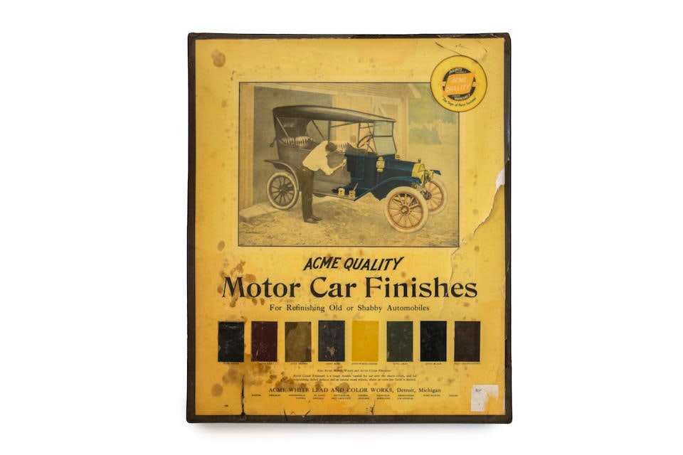 An 'Acme Quality Motor Car Finished Auto Paint sample,' countertop display, circa 1920s, (1 of 2)