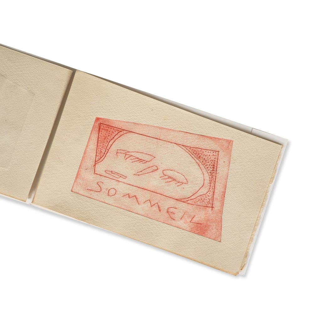 PIERRE ALECHINSKY (NE EN 1927) ET PIERRE-ANDRE BENOIT (1921-1993) Sommeil, 1991 (Ceuleers, 104)A&...: PIERRE ALECHINSKY (NE EN 1927) ET PIERRE-ANDRE BENOIT (1921-1993) Sommeil, 1991 (Ceuleers, 104) Aès, PAB, 1991 In-12° à l'italienne (132 x 210) , sous couverture blanche imprimée e