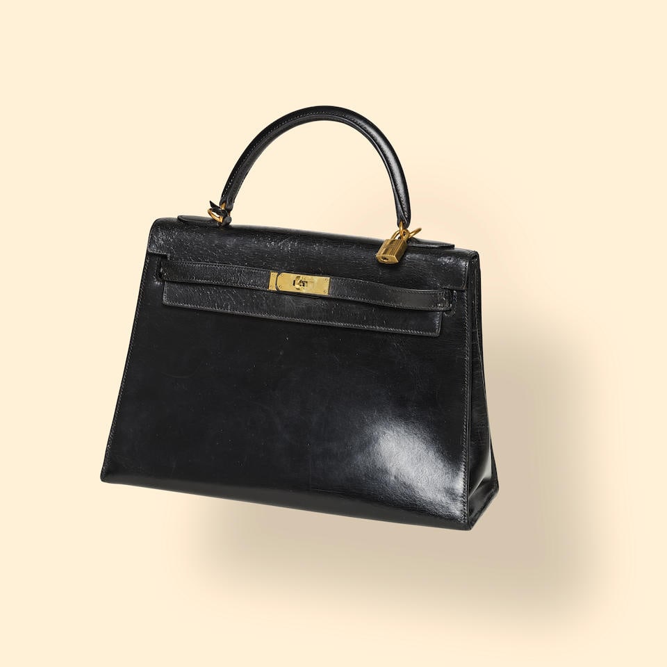 Hermès Paris, around 1960. Kelly Sellier bag in black box leather. Hermès Paris, circa... (1 of 1)