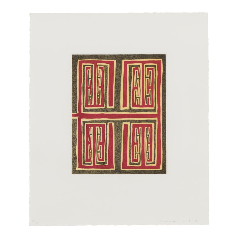 James Siena (born 1957); Untitled (Holiday Print);: James Siena (born 1957) Untitled (Holiday Print), 2006 Etching in colors on wove paper, signed in pencil, dated and numbered 21/54, published by Pace Editions, Inc., New York, with full margins, frame