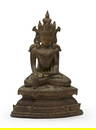 A copper alloy figure of a seated Buddhist deity, possibly Avalokitesvara, the Bodhisattva of Co...