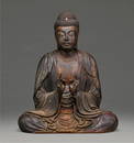 A wooden figure of seated Amida Nyorai (Amitabha) Japan, 15th/ 16th Century