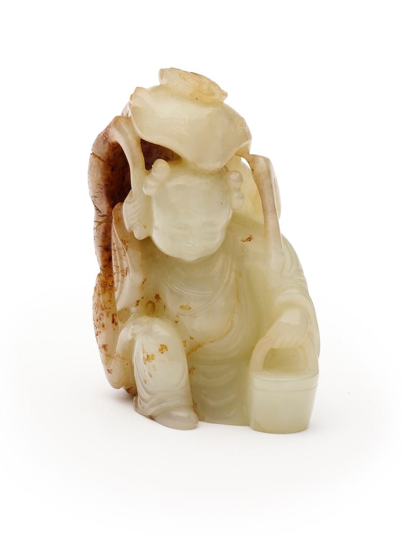 A celadon jade 'Filial Exemplars' figure group Qing dynasty (1 of 9)