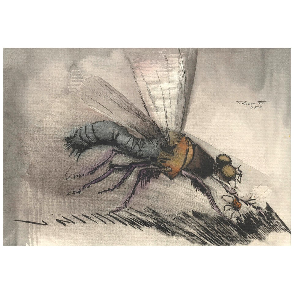 Theodore Lux Feininger (1910-2011) Insect 8 5/8 x 12 5/8 in. (21.9 x 14.3 cm.) (Executed in 1954.) (1 of 2)