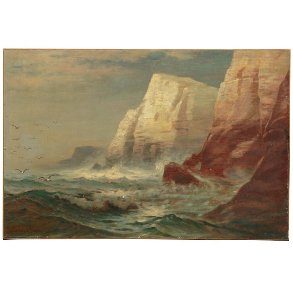 Edward Moran (1829-1901) English Seacoast 20 1/8 x 30 in. (51.1 x 76.2 cm.): Edward Moran (1829-1901) English Seacoast signed 'Edward Moran' (lower left) oil on canvas 20 1/8 x 30 in. (51.1 x 76.2 cm.) For further information on this lot please visit Bonhams.com For further in