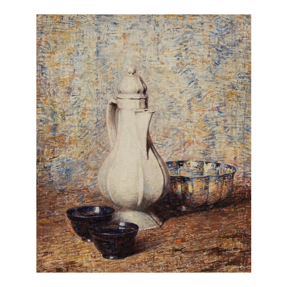 Dines Carlsen (1901-1966) Still Life with White Coffee Pot 18 1/8 x 15 1/4 in. (46 x 38.7 cm.) (1 of 2)