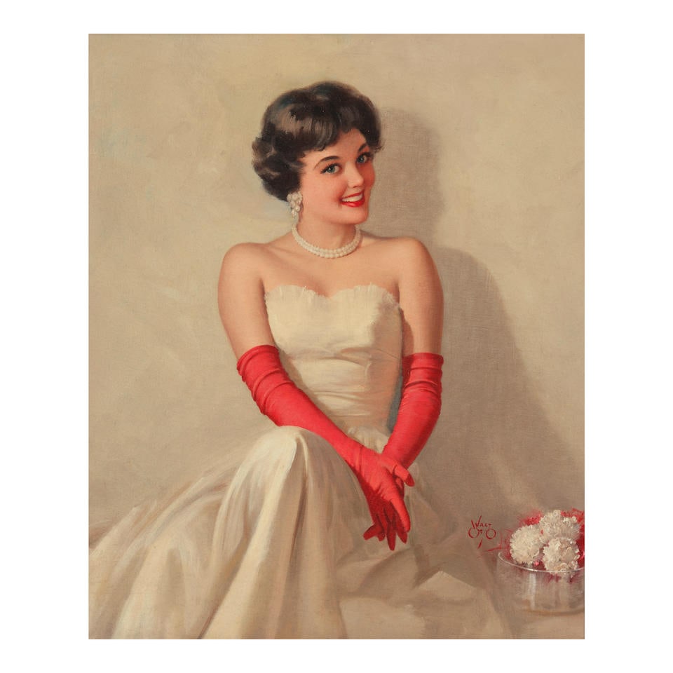 Walt Otto (1895-1963) The Lady is Waiting, Calendar Illustration 24 1/8 x 20 in. (61.3 x 50.8 cm.) (1 of 2)